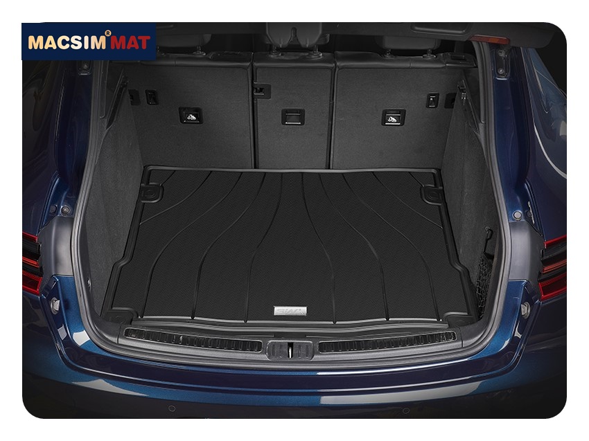 Thảm lót cốp xe ô tô Porsche Macan 2014+ nhãn hiệu Macsim 3W chất liệu TPE cao cấp màu đen