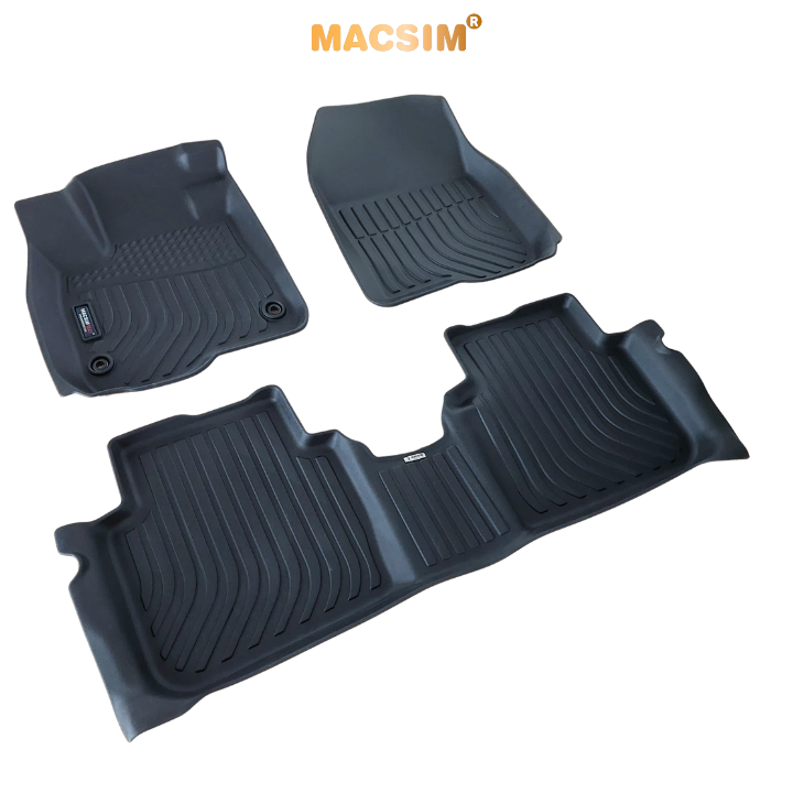 Thảm lót sàn xe ô tô 2 hàng ghế Honda CRV 2023+ ( sd ) Nhãn hiệu Macsim chất liệu nhựa TPE cao cấp màu đen