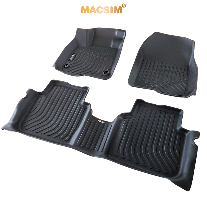 Thảm lót sàn xe ô tô 2 hàng ghế Honda CRV 2023+ ( sd ) Nhãn hiệu Macsim chất liệu nhựa TPE cao cấp màu đen