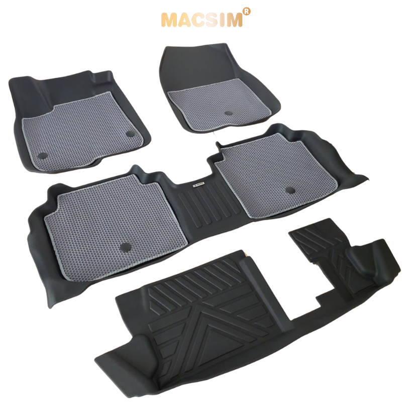 Thảm sd3 dạng lưới lục giác 2 lớp Honda CRV 2023+ (màu ghi)  bề mặt cao su siêu sạch nhãn hiệu Macsim