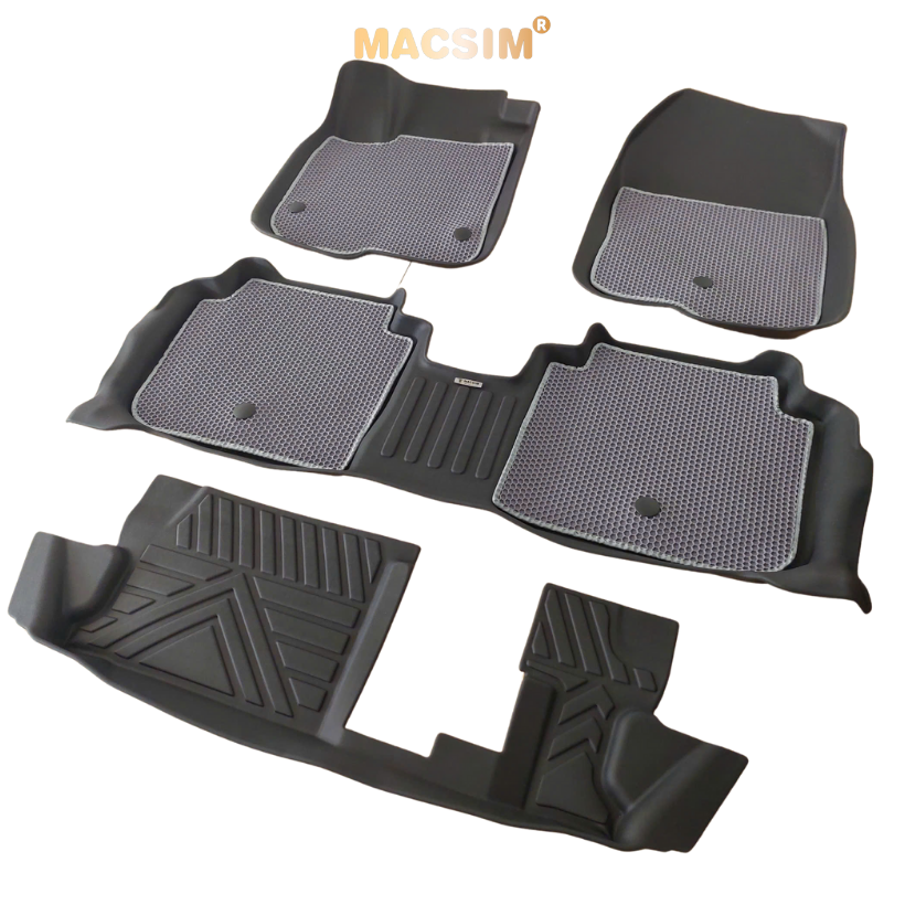 Thảm sd3 dạng lưới lục giác 2 lớp Honda CRV 2023+ (màu ghi)  bề mặt cao su siêu sạch nhãn hiệu Macsim