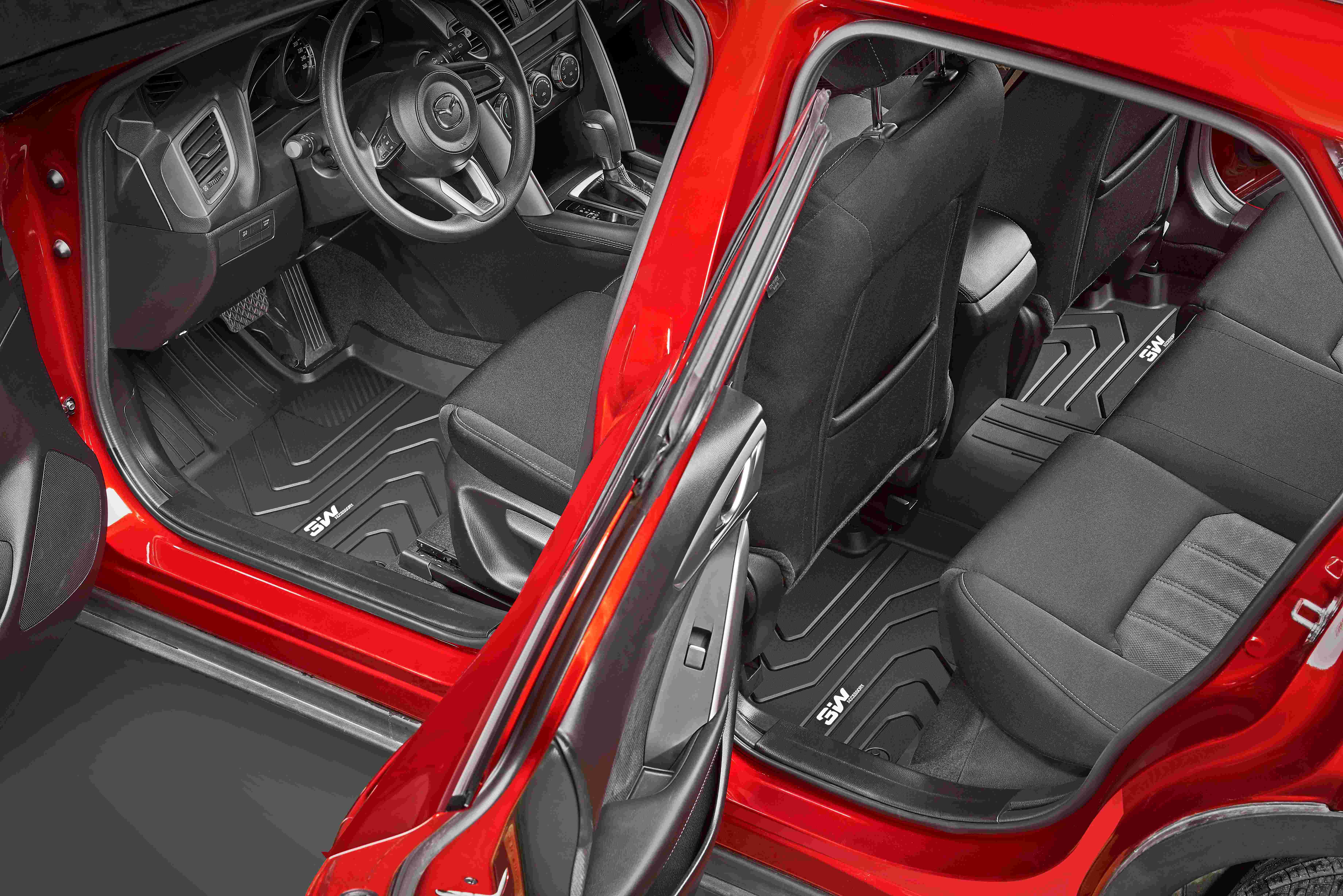 Thảm lót sàn xe ô tô  MAZDA 3 AXELA 2013-2019 Nhãn hiệu Macsim 3W chất liệu nhựa TPE đúc khuôn cao cấp - màu đen