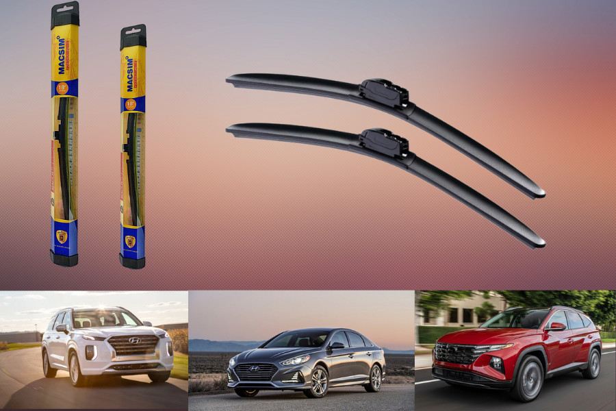 Combo cần gạt nước mưa ô tô Nano Silicon Macsim cho xe Hyundai i10 2014, Accent 2016-2018, Elantra 2018, Sonata 2013-2017