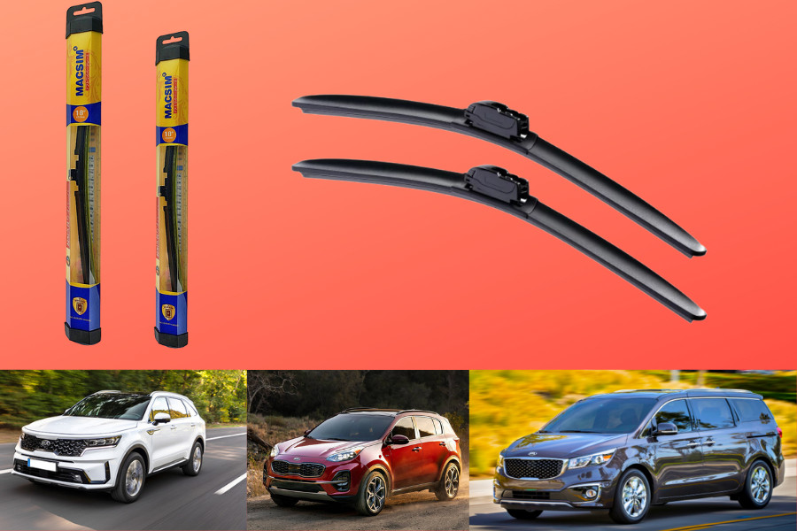 Combo cần gạt nước mưa ô tô Nano Silicon Macsim cho xe Kia Sedona 2016-2020, morning 2014+, Sorento 2014-2018, K3 2013-2018, K5 2011-2018, K9 2015