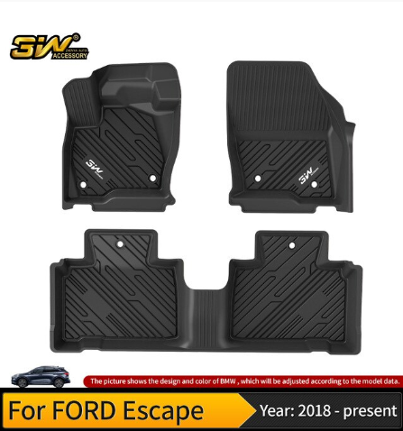 Thảm lót sàn xe ô tô  Ford Escape 2018-đến nay Nhãn hiệu Macsim 3W chất liệu nhựa TPE đúc khuôn cao cấp - màu đen
