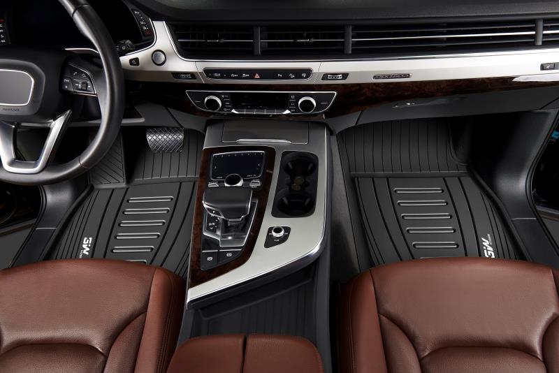 Thảm lót sàn xe ô tô  Audi Q7 2015- đến nay Nhãn hiệu Macsim 3W chất liệu nhựa TPE đúc khuôn cao cấp - màu đen