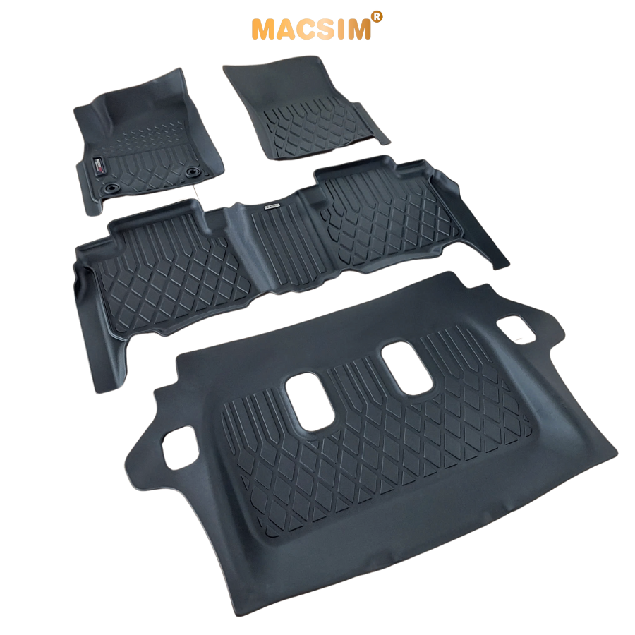 Thảm lót sàn xe ô tô Toyota Fortuner/ Innova 2017-nay Nhãn hiệu Macsim chất liệu nhựa TPE cao cấp màu đen