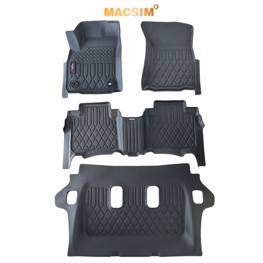 Thảm lót sàn xe ô tô Toyota Fortuner/ Innova 2017-nay Nhãn hiệu Macsim chất liệu nhựa TPE cao cấp màu đen