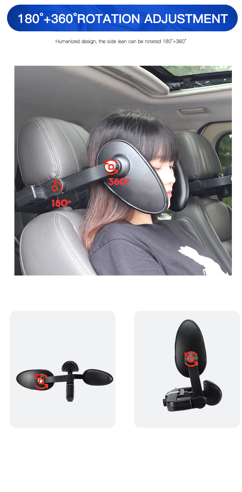 Gối tựa đầu ô tô cao cấp nhãn hiệu Macsim tích hợp giá treo điện thoại mã CHP02A màu đen