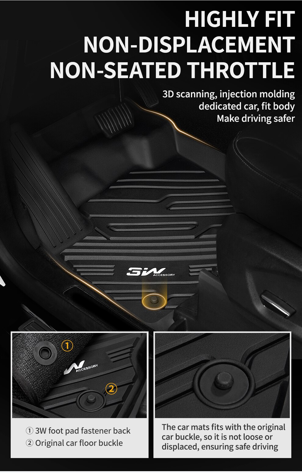 Thảm lót sàn xe ô tô  Ford Explorer 2020 - đến nay Nhãn hiệu Macsim 3W chất liệu nhựa TPE đúc khuôn cao cấp - màu đen