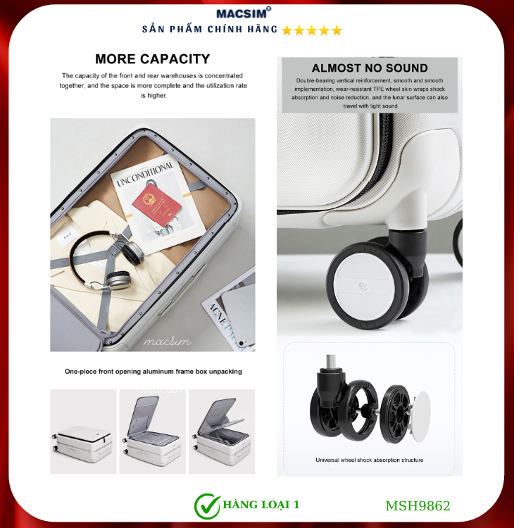 Vali cao cấp Macsim Hanke MSH9862 - Hàng loại 1