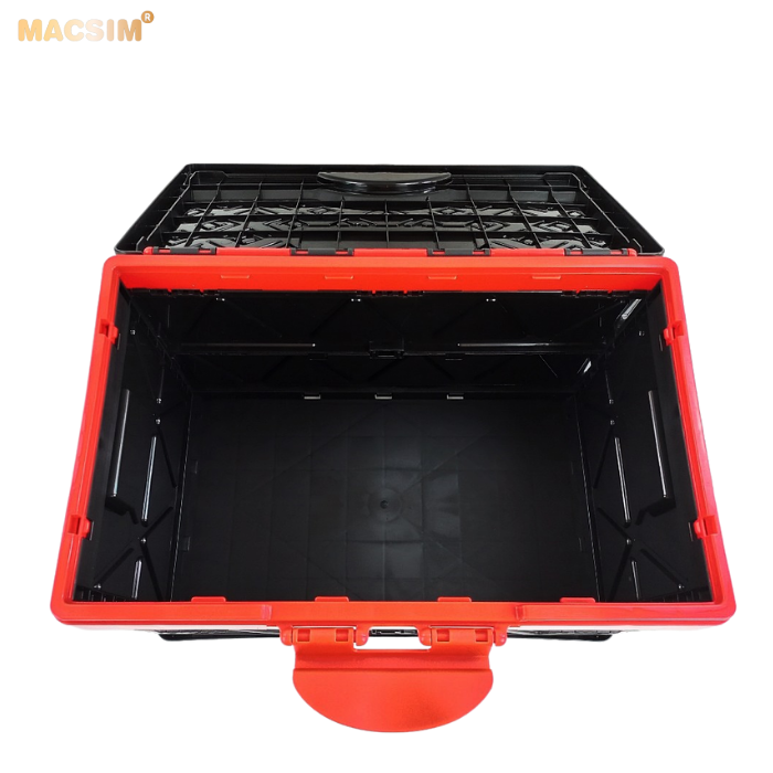 Hộp đựng đồ 48l đen pha đỏ xếp gọn kích thước 50cm x 32cm  x 31cm - hộp đựng đồ trong cốp ô tô nhãn hiệu Macsim chất liệu PP cao cấp