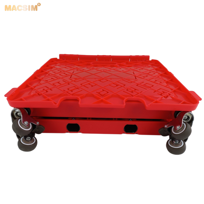 Hộp đựng đồ xếp gọn có bánh, tay kéo tiện ích kích thước 51cm x 55cm x 40cm - hộp đựng đồ trong cốp ô tô - hộp đựng đồ gấp gọn nhãn hiệu Macsim chất liệu PP cao cấp màu đỏ