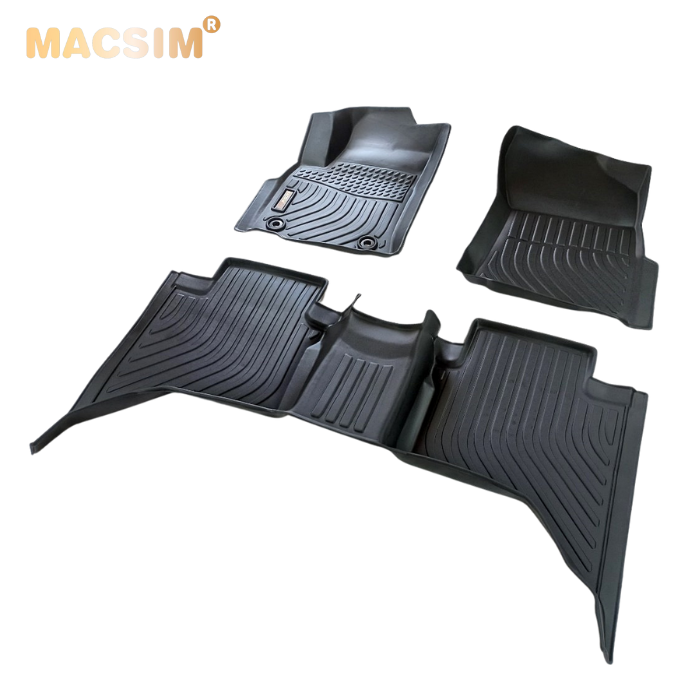 Thảm sd lót sàn xe ô tô Toyota Hilux 2015-2021 Nhãn hiệu Macsim chất liệu nhựa TPE cao cấp màu đen