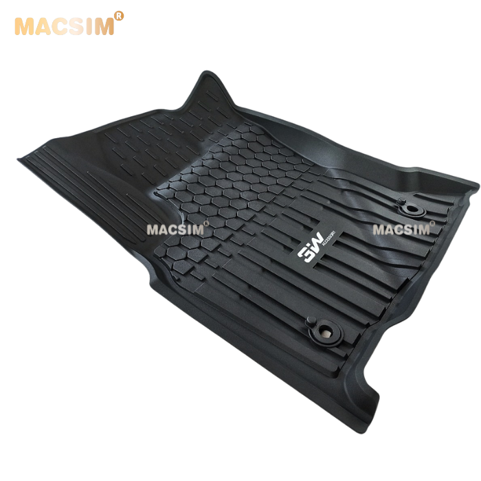 Thảm lót sàn xe ô tô Toyota Hilux 2015-2025  Nhãn hiệu Macsim 3W chất liệu nhựa TPE đúc khuôn cao cấp - màu đen