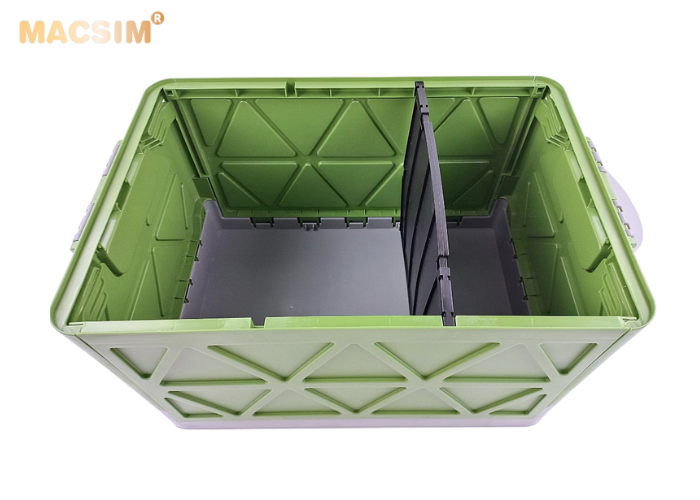 Hộp đựng đồ xếp gọn 55 lít kích thước màu xanh ghi 50cm x 34,5cm  x 31cm - hộp đựng đồ trong cốp ô tô nhãn hiệu Macsim chất liệu PP cao cấp