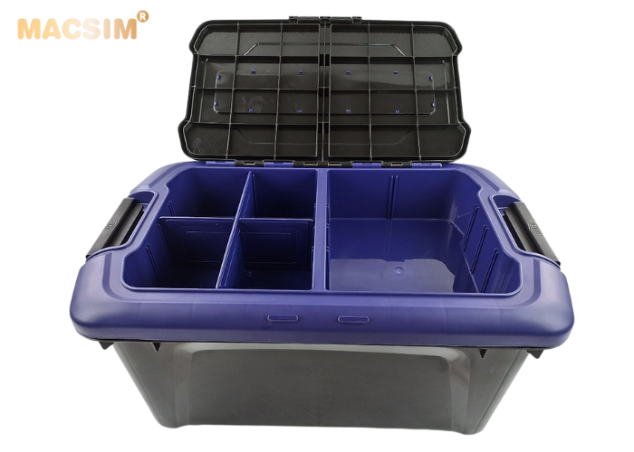 Hộp đựng đồ trên ô tô 60 lít kích thước màu đen tím 59,5cm x 35,5cm  x 35cm - hộp đựng đồ trong cốp ô tô nhãn hiệu Macsim chất liệu PP cao cấp