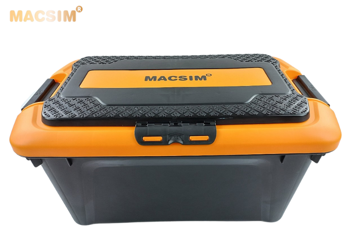 Hộp đựng đồ trên ô tô 60 lít kích thước màu đen cam 59,5cm x ,5cm  x 35cm - hộp đựng đồ trong cốp ô tô nhãn hiệu Macsim chất liệu PP cao cấp