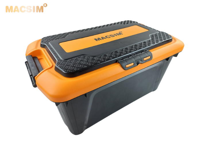 Hộp đựng đồ trên ô tô 60 lít kích thước màu đen cam 59,5cm x ,5cm  x 35cm - hộp đựng đồ trong cốp ô tô nhãn hiệu Macsim chất liệu PP cao cấp