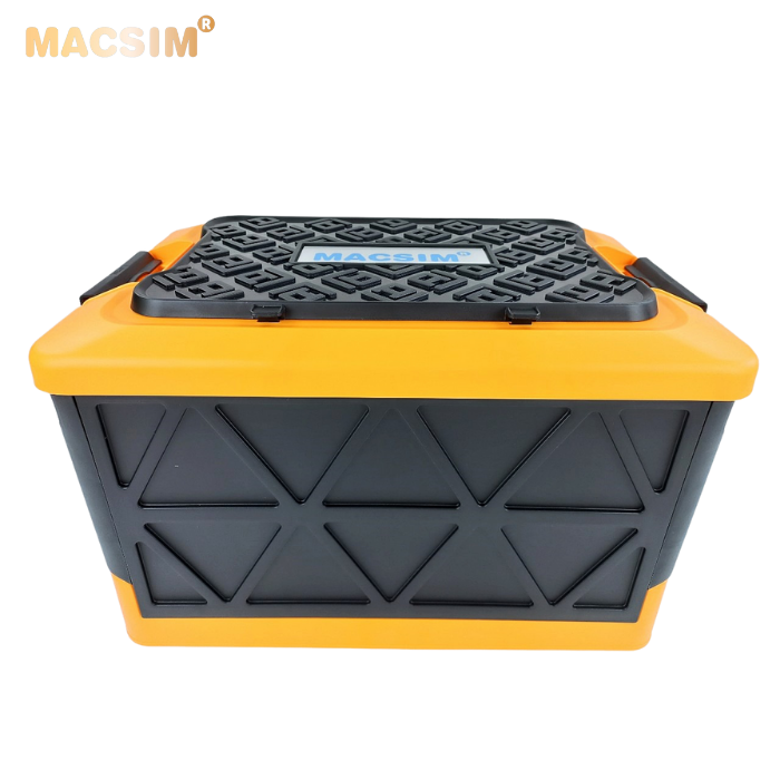 Hộp đựng đồ xếp gọn 2 ngăn  50L kích thước 50cm x 34cm  x 31cm - hộp đựng đồ trong cốp ô tô nhãn hiệu Macsim chất liệu PP cao cấp màu vàng đen