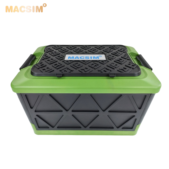 Hộp đựng đồ xếp gọn 2 ngăn  50L kích thước 50cm x 34cm  x 31cm - hộp đựng đồ trong cốp ô tô nhãn hiệu Macsim chất liệu PP cao cấp màu đen pha xanh lá