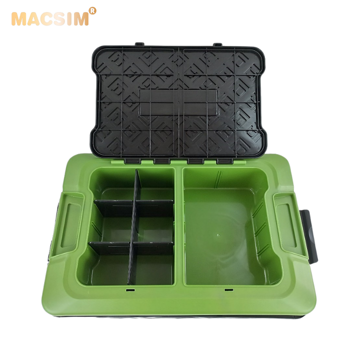 Hộp đựng đồ xếp gọn 2 ngăn  50L kích thước 50cm x 34cm  x 31cm - hộp đựng đồ trong cốp ô tô nhãn hiệu Macsim chất liệu PP cao cấp màu đen pha xanh lá