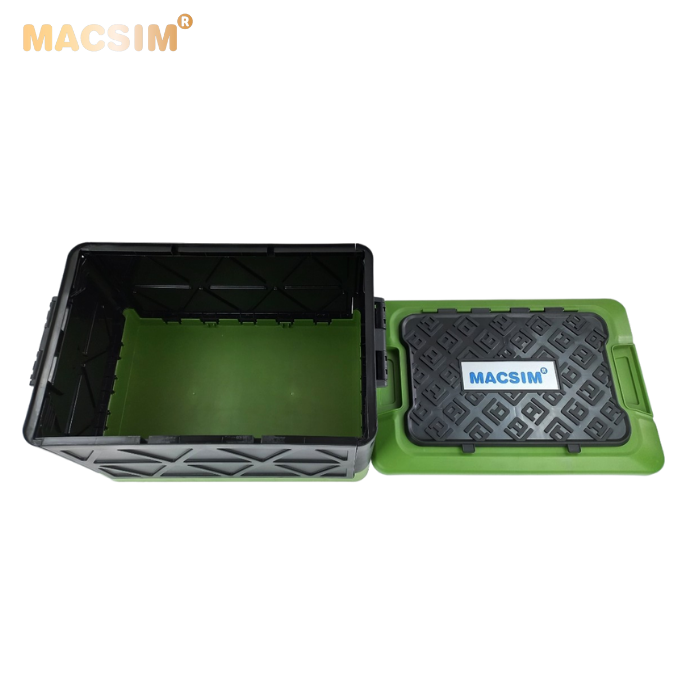 Hộp đựng đồ xếp gọn 2 ngăn  50L kích thước 50cm x 34cm  x 31cm - hộp đựng đồ trong cốp ô tô nhãn hiệu Macsim chất liệu PP cao cấp màu đen pha xanh lá