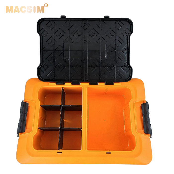 Hộp đựng đồ xếp gọn 2 ngăn  50L kích thước 50cm x 34cm  x 31cm - hộp đựng đồ trong cốp ô tô nhãn hiệu Macsim chất liệu PP cao cấp màu vàng đen
