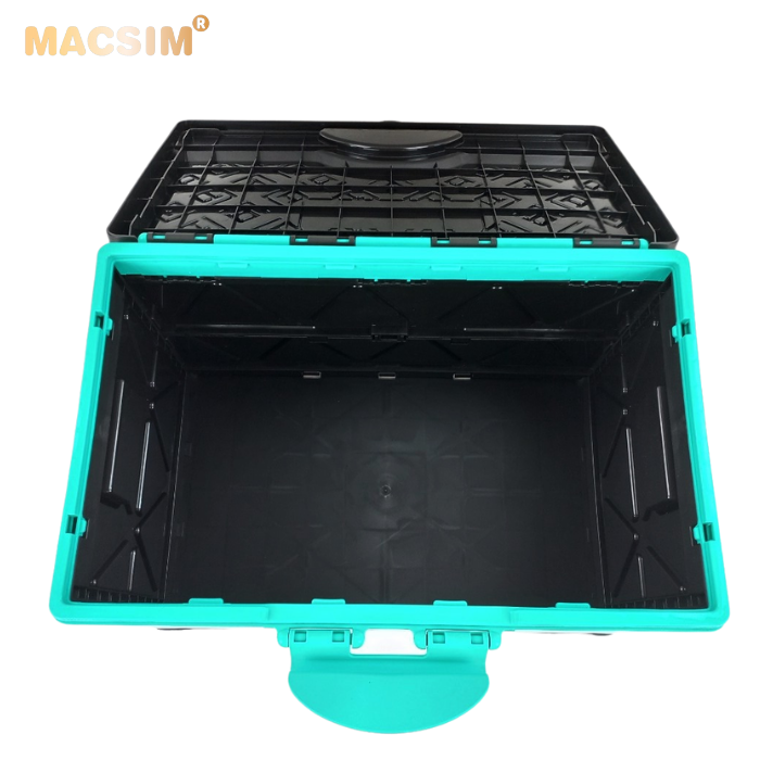 Hộp đựng đồ xếp gọn 48l kích thước 50cm x 32cm  x 31cm - hộp đựng đồ trong cốp ô tô nhãn hiệu Macsim chất liệu PP cao cấp màu đen pha xanh