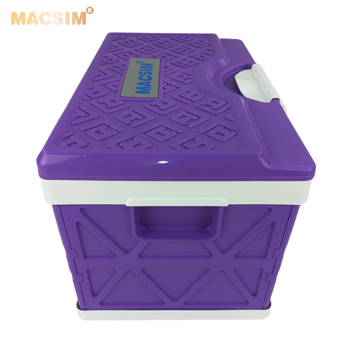 Hộp đựng đồ xếp gọn kích thước 50cm x 32cm  x 31cm - hộp đựng đồ trong cốp ô tô nhãn hiệu Macsim  chất liệu PP cao cấp màu tím pha trắng