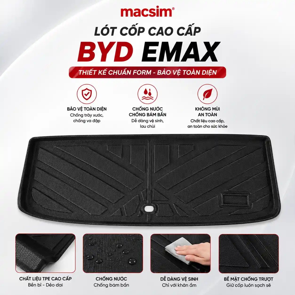 Thảm lót cốp ô tô BYD Emax7/ M6 (mã S3)