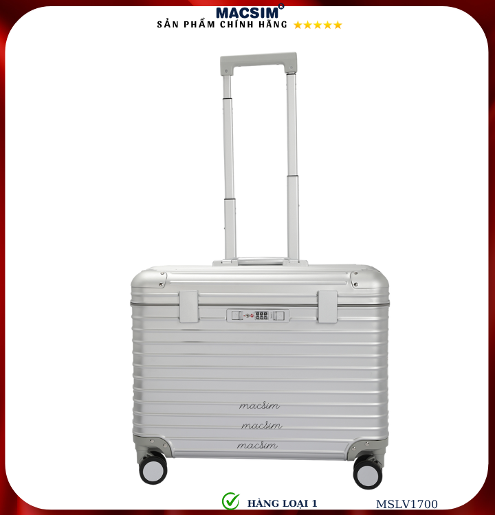 Vali hợp kim nhôm cao cấp Macsim hàng loại 1 MSLV1700 cỡ 16 inches màu bạc