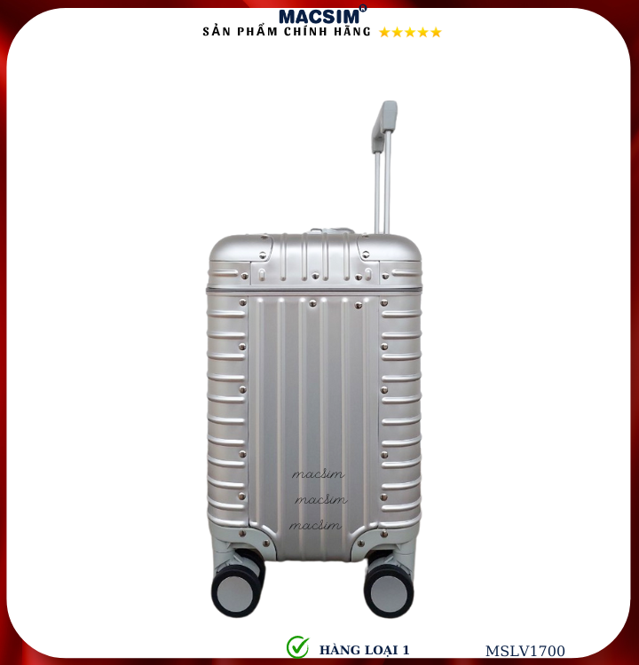 Vali hợp kim nhôm cao cấp Macsim hàng loại 1 MSLV1700 cỡ 16 inches màu bạc