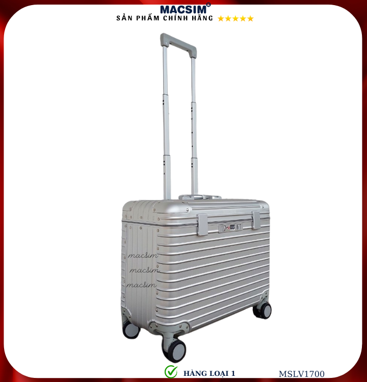 Vali hợp kim nhôm cao cấp Macsim hàng loại 1 MSLV1700 cỡ 16 inches màu bạc