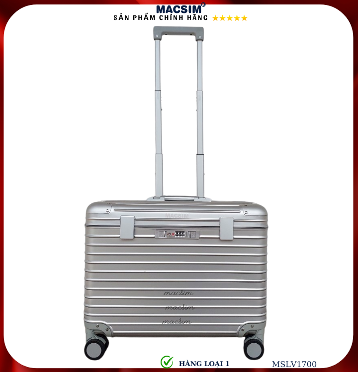 Vali hợp kim nhôm cao cấp Macsim hàng loại 1 MSLV1700 cỡ 16 inches màu bạc