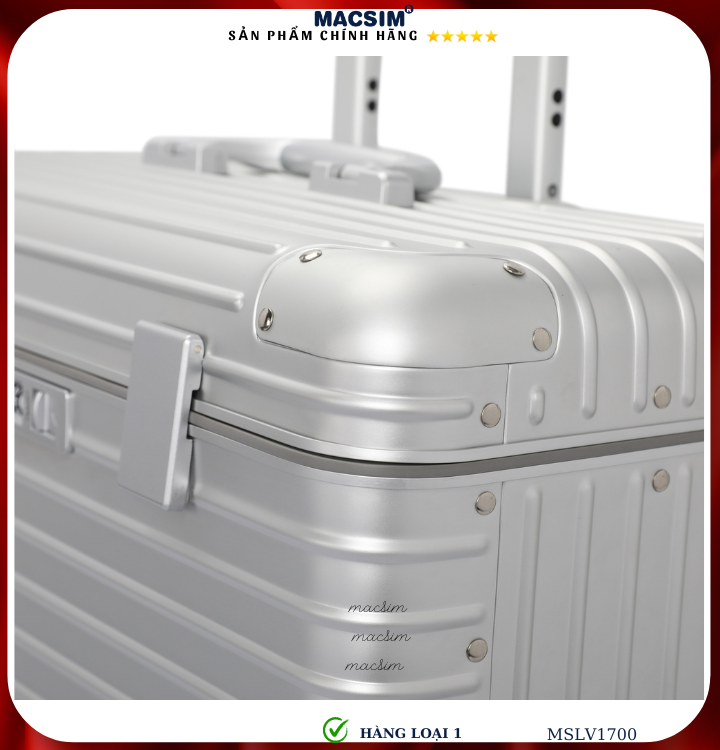 Vali hợp kim nhôm cao cấp Macsim hàng loại 1 MSLV1700 cỡ 16 inches màu bạc