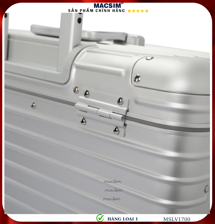 Vali hợp kim nhôm cao cấp Macsim hàng loại 1 MSLV1700 cỡ 16 inches màu bạc