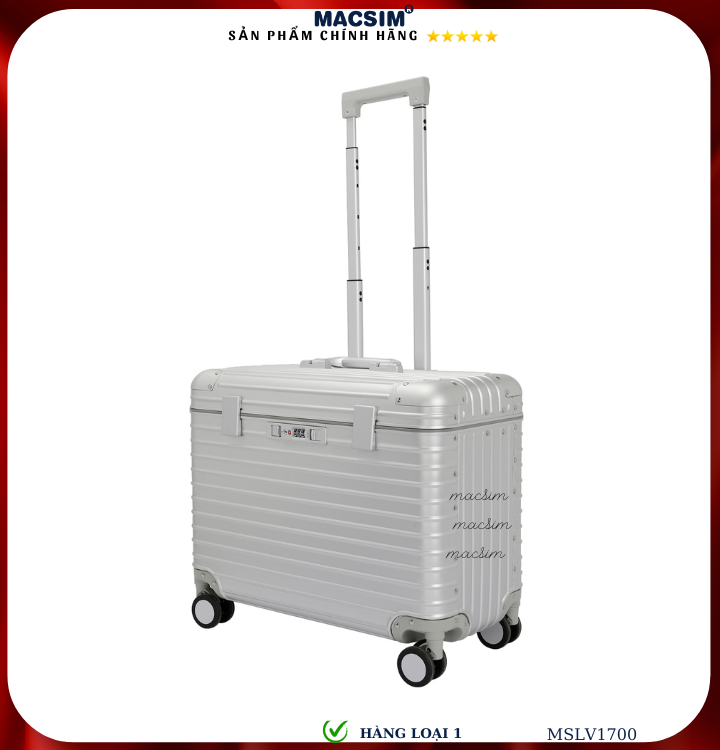 Vali hợp kim nhôm cao cấp Macsim hàng loại 1 MSLV1700 cỡ 16 inches màu bạc