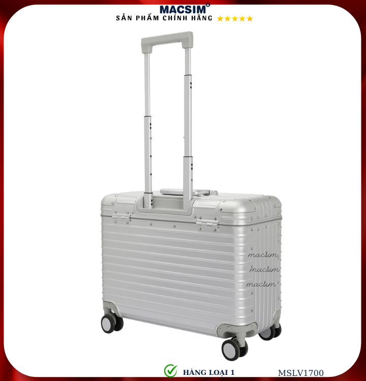 Vali hợp kim nhôm cao cấp Macsim hàng loại 1 MSLV1700 cỡ 16 inches màu bạc