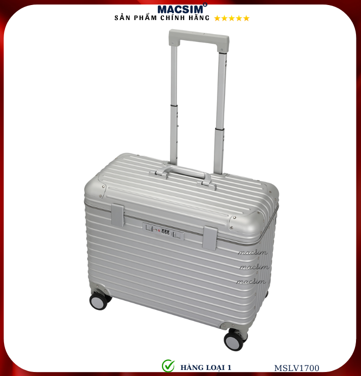 Vali hợp kim nhôm cao cấp Macsim hàng loại 1 MSLV1700 cỡ 16 inches màu bạc