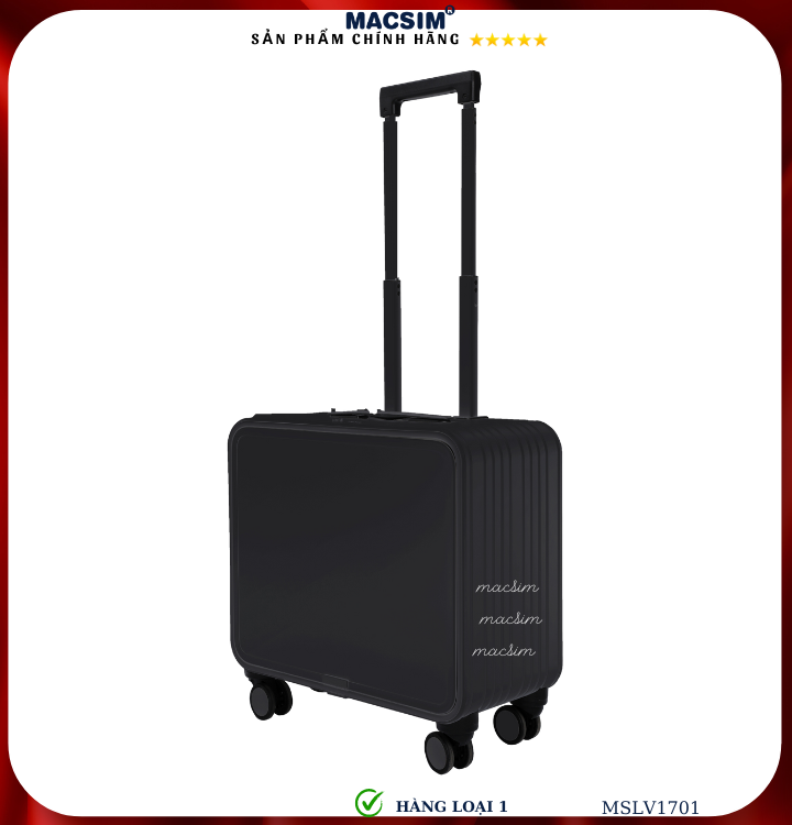 Vali 16 Inch Vector Vali hợp kim nhôm cao cấp Macsim MSLV1701cỡ 16 inches màu đen hàng loại ...