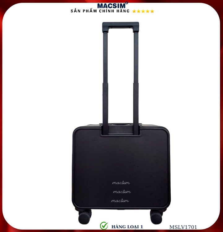 Vali hợp kim nhôm cao cấp Macsim MSLV1701cỡ 16 inches màu đen hàng loại 1