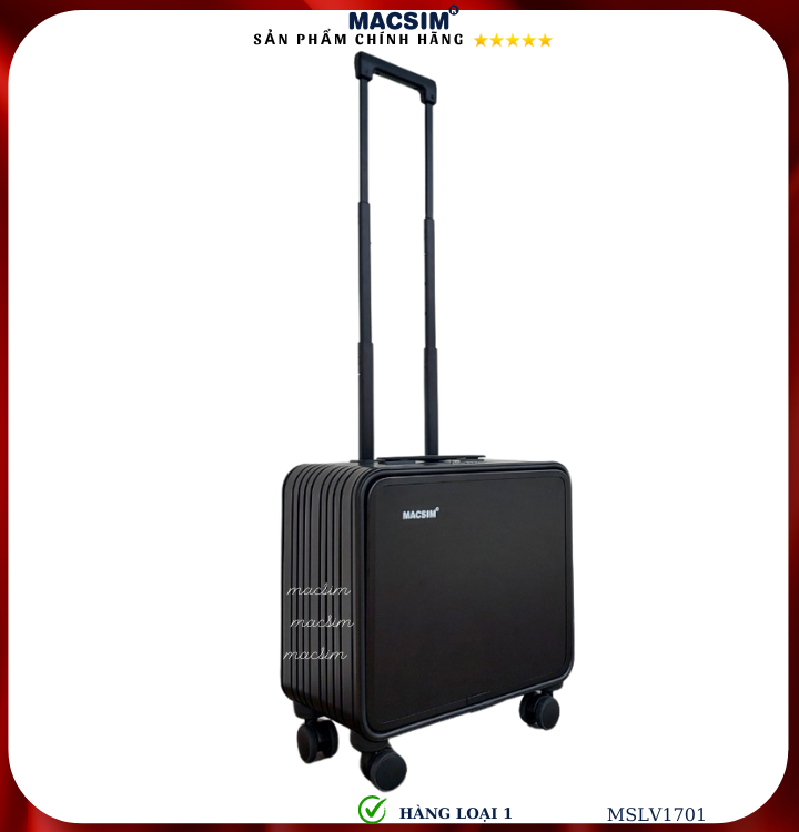 Vali hợp kim nhôm cao cấp Macsim MSLV1701cỡ 16 inches màu đen hàng loại 1