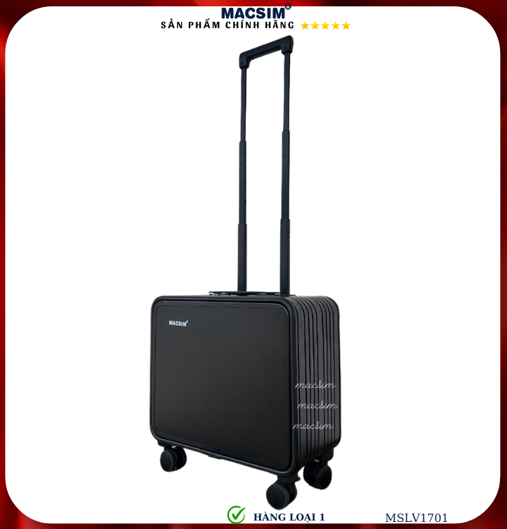 Vali 16 Inch Vector Vali hợp kim nhôm cao cấp Macsim MSLV1701cỡ 16 inches màu đen hàng loại 1
