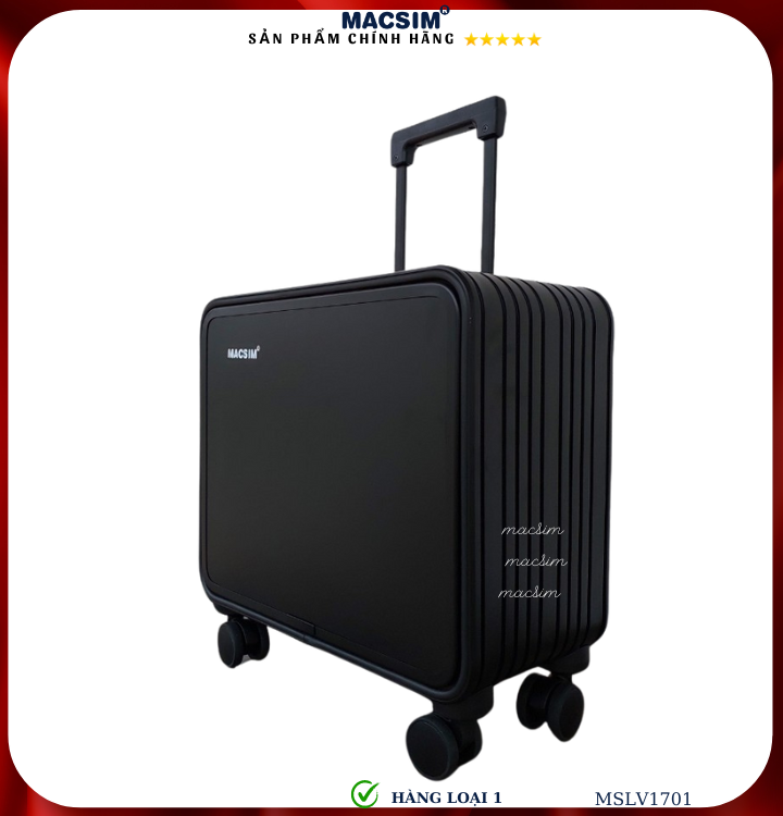Vali hợp kim nhôm cao cấp Macsim MSLV1701cỡ 16 inches màu đen hàng loại 1