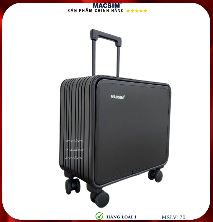 Vali hợp kim nhôm cao cấp Macsim MSLV1701cỡ 16 inches màu đen hàng loại 1