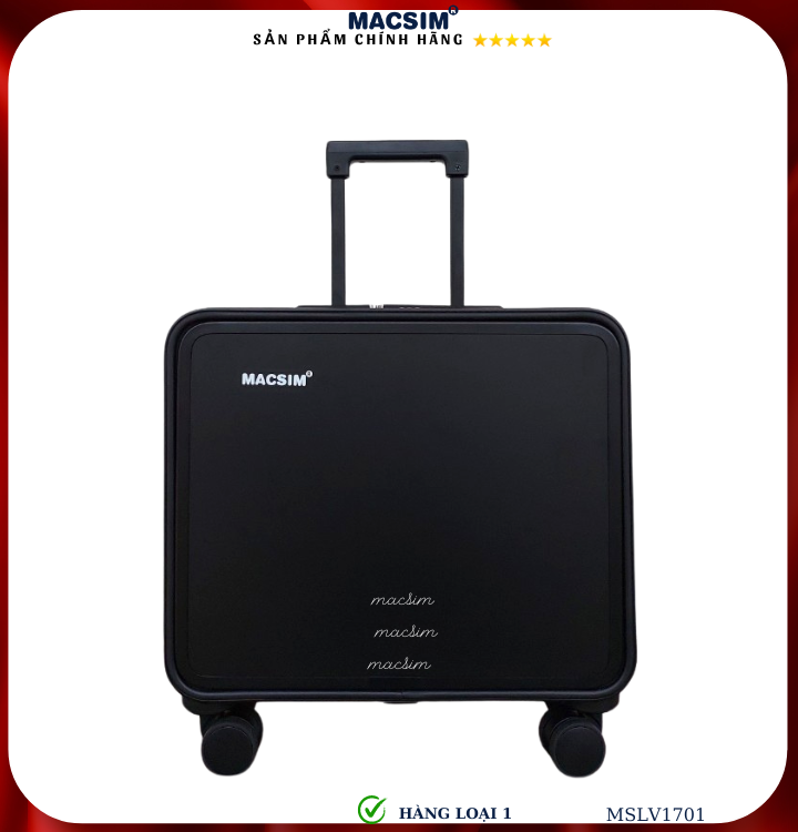 Vali hợp kim nhôm cao cấp Macsim MSLV1701cỡ 16 inches màu đen hàng loại 1