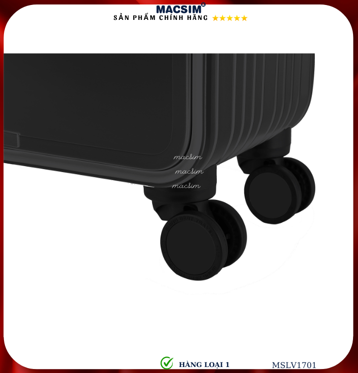 Vali hợp kim nhôm cao cấp Macsim MSLV1701cỡ 16 inches màu đen hàng loại 1