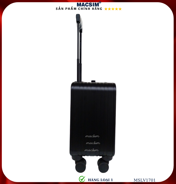 Vali hợp kim nhôm cao cấp Macsim MSLV1701cỡ 16 inches màu đen hàng loại 1