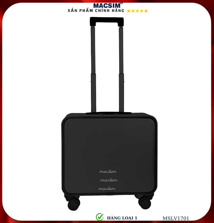 Vali 16 Inch Vector Vali hợp kim nhôm cao cấp Macsim MSLV1701cỡ 16 inches màu đen hàng loại ...